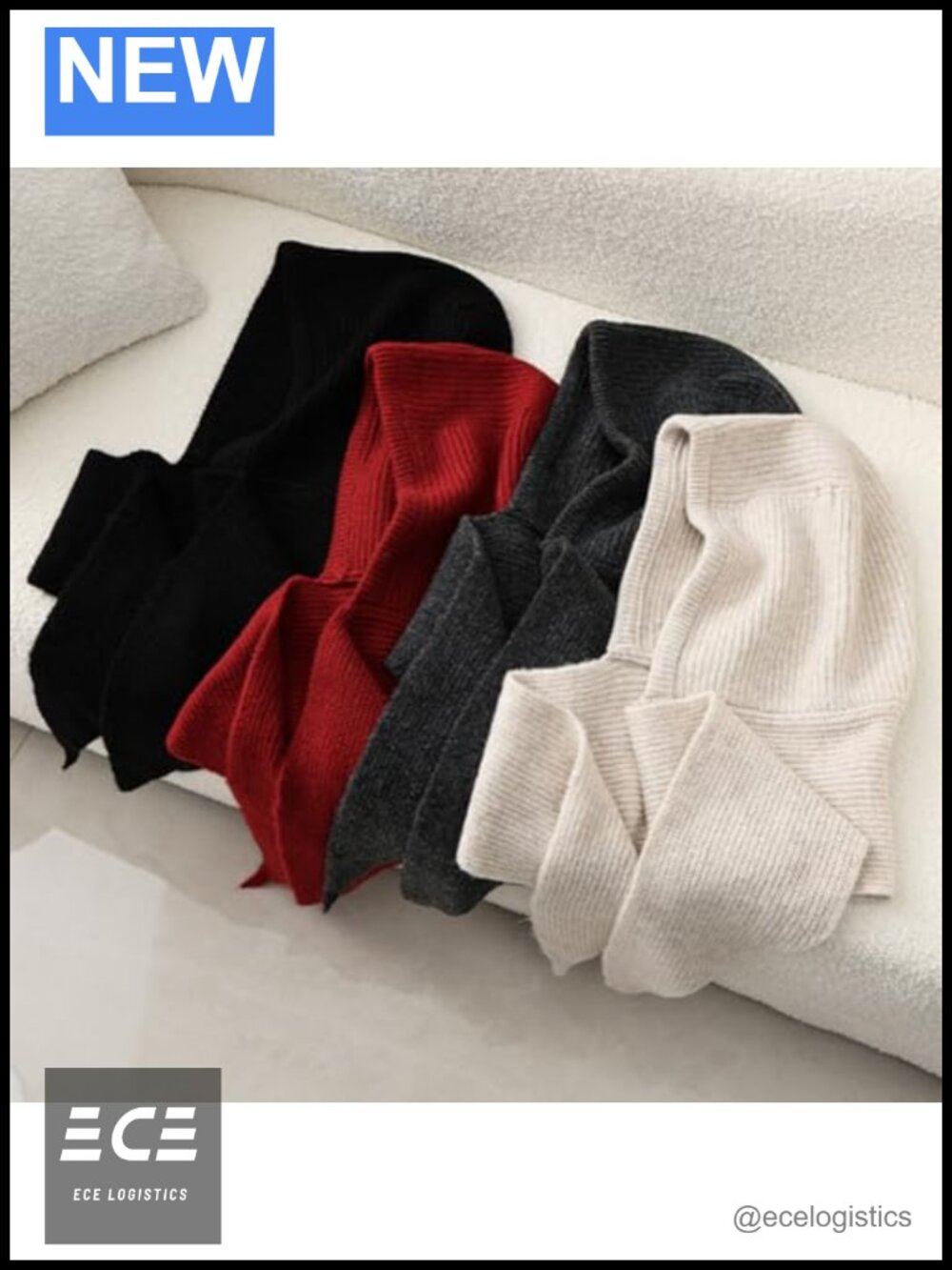 Knit 2-in-1 Hat Scarf Winter Warm Shawl Wrap Hood Balaclava Poncho Polyester - Picture 6 of 6